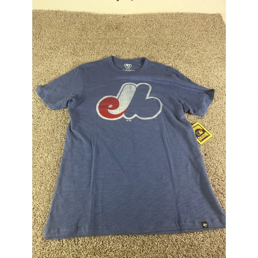 47 Brand Montreal Expos Cooperstown Collection Blue Slub T-Shirt Mens Medium NWT